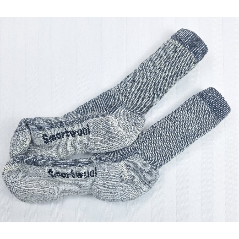 Smartwool Merino Wool Blend Marled Blue Gray Cushioned Crew Hiking Socks Unisex